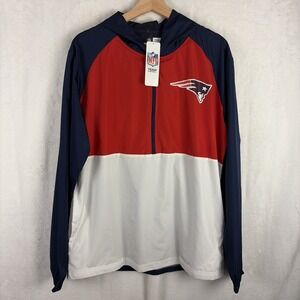 New England Patriots‎ Colorblock Half Zip Windbreaker Hoodie NFL Team Medium NWT